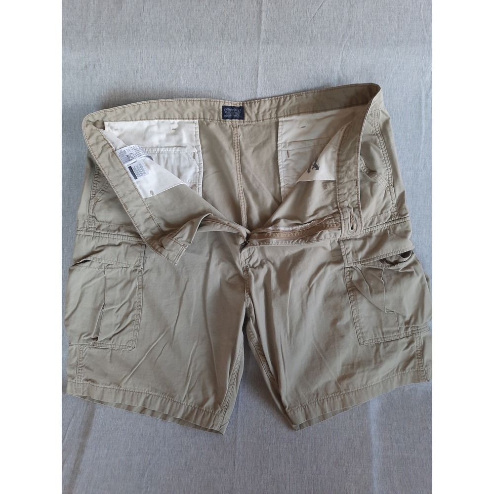 Levi's Men W44 Utility Camp Cargo Outdoor Short Solid Beige Zip Fly Utility